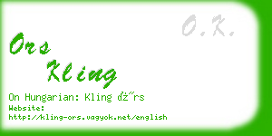ors kling business card
